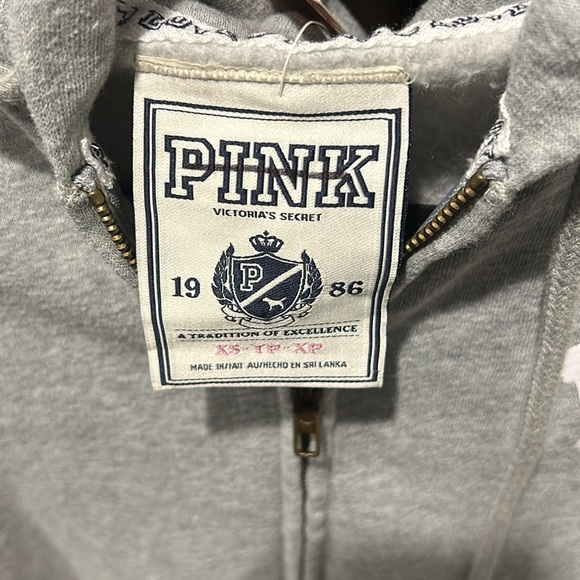 Victoria Secret Pink Sweatshirt X-Small Grey full zip Up. - Picture 2 of 5